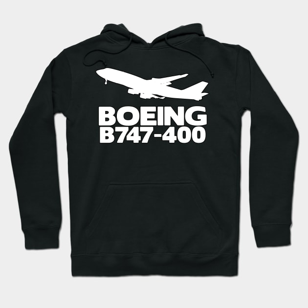 Boeing B747-400 Silhouette Print (White) Hoodie by TheArtofFlying